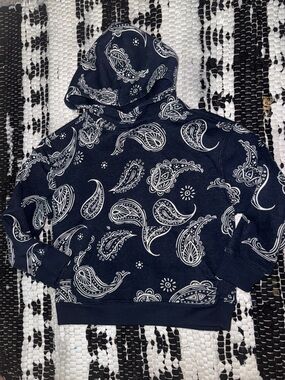 Kids Navy Paisley Pullover Hoodie